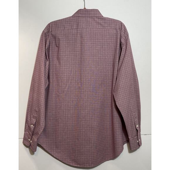 LAUREN RALPH LAUREN Men’s 17 34/35 Non Iron Shirt Maroon Plaid - Picture 3 of 3